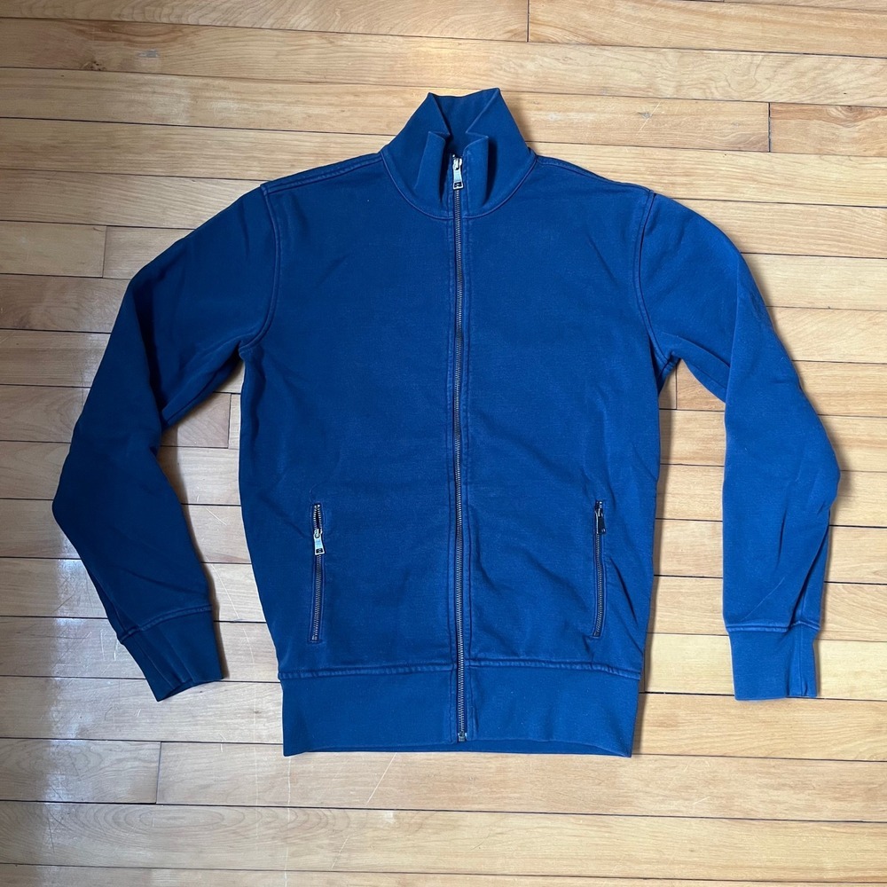 Kirkland Signature Mens Blue Full Zip Mock Neck Fleece sweater Size Small